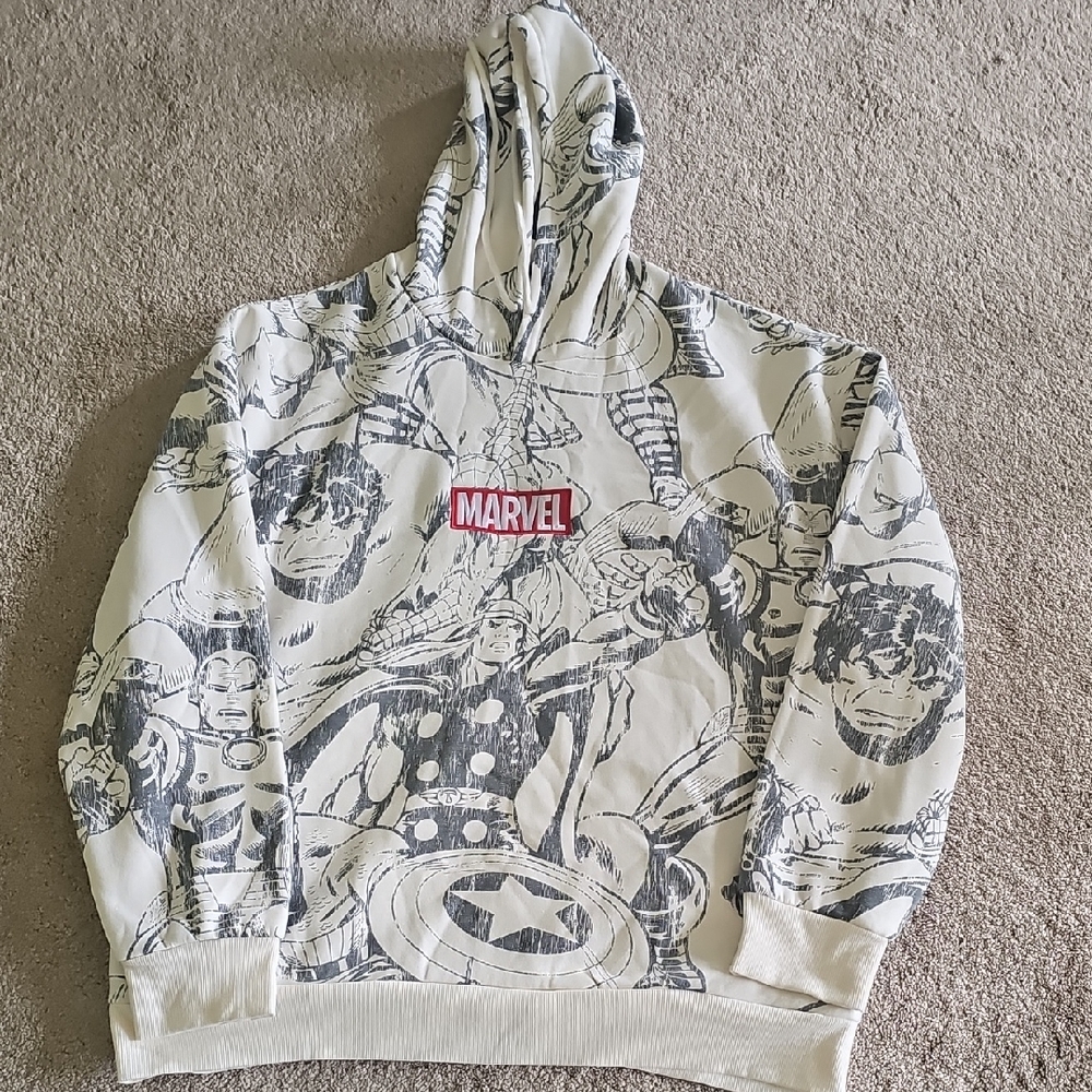 Marvel Men's Graphic Hoodie - Cream and Black